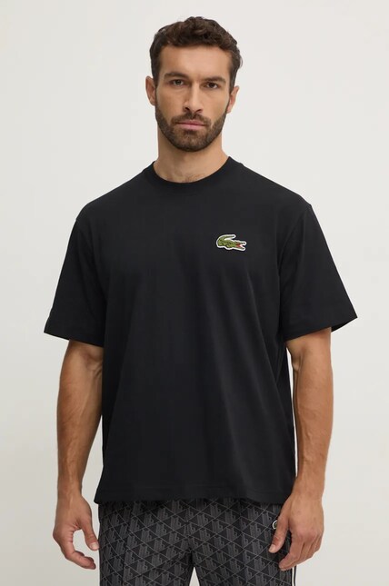 Lacoste t-shirt men's black color smooth TH2745 at PRM US