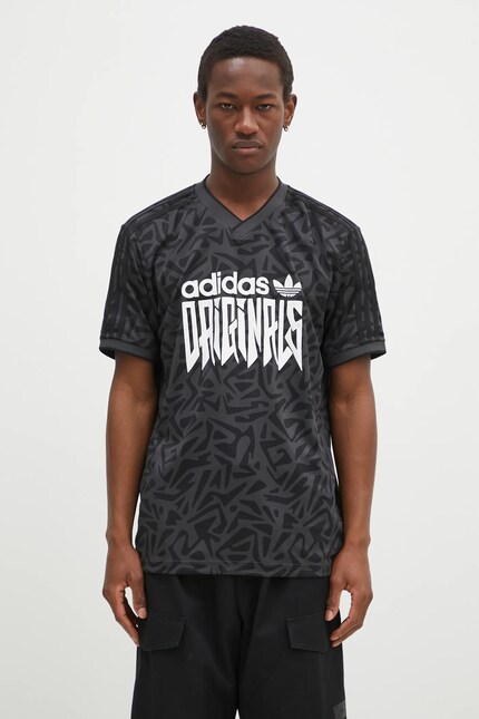 Футболка adidas Originals AOP Jersey мужская цвет серый узорная Футболка adidas Originals AOP Jersey мужская цвет серый узорная