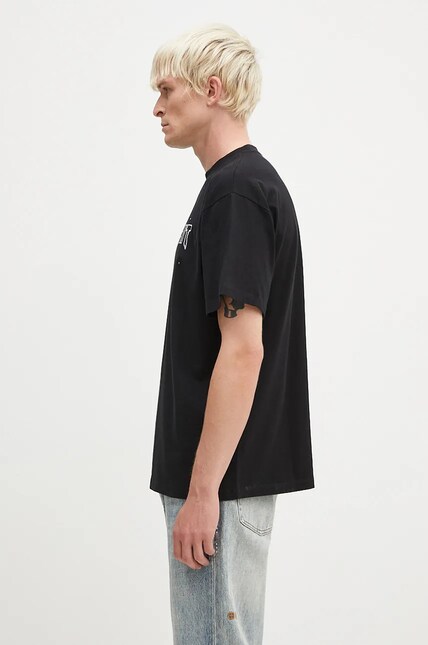 Aries cotton t-shirt Suckshit SS Tee men's black color with a