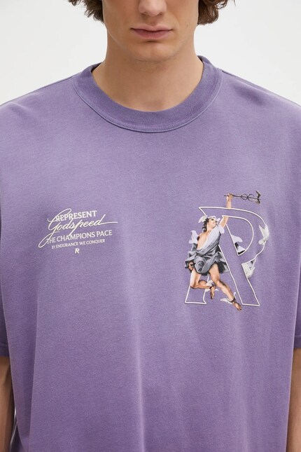 Represent cotton t-shirt Hermes men's violet color with a print