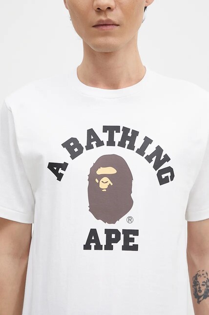 A Bathing Ape cotton t-shirt COLLEGE TEE men's white color with a