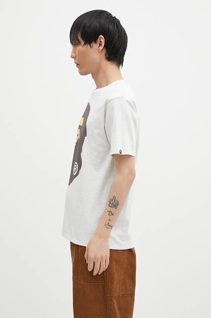 A Bathing Ape cotton t-shirt BIG APE HEAD TEE men's gray color