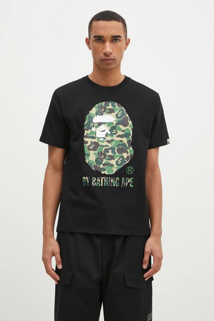 A Bathing Ape cotton t-shirt Abc Camo men's black color with a
