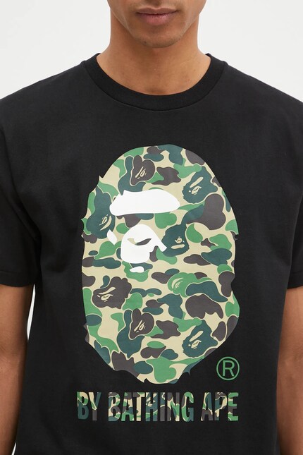 A Bathing Ape cotton t-shirt Abc Camo men's black color with a