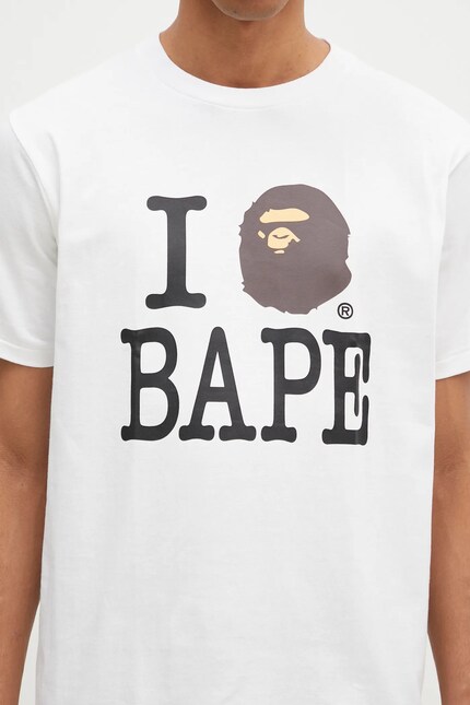 A Bathing Ape cotton t-shirt I Love Bape men's white color with a