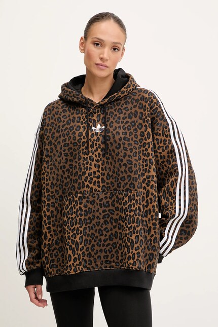 Кофта adidas Originals Graphic Lo Hd цвет коричневый с капюшоном