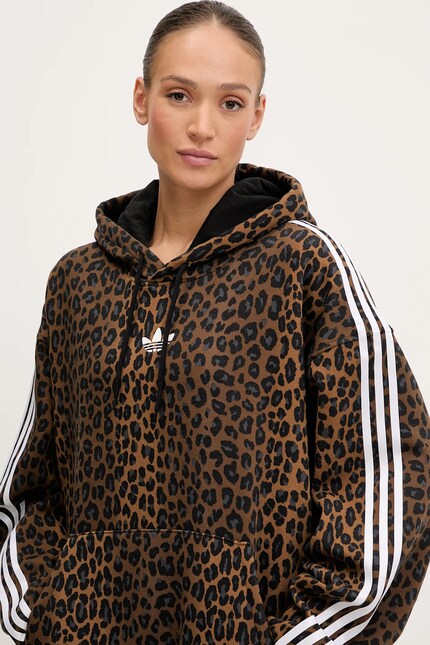Кофта adidas Originals Graphic Lo Hd цвет коричневый с капюшоном
