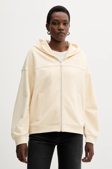 Кофта MM by Max Mara YALE цвет бежевый с капюшоном с аппликацией