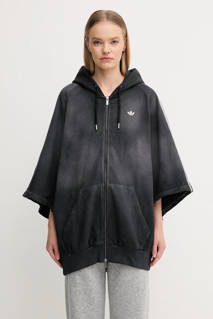 adidas Originals cotton sweatshirt Oversized Hoodie black color