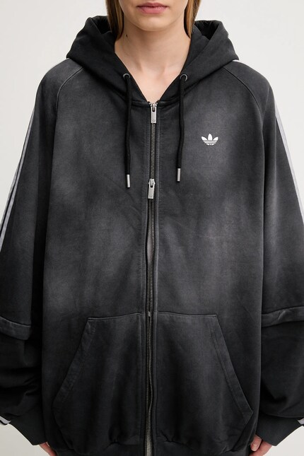 adidas Originals cotton sweatshirt Oversized Hoodie black color
