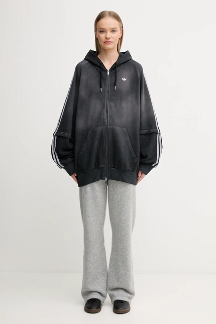 adidas Originals cotton sweatshirt Oversized Hoodie black color