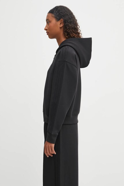 adidas Originals sweatshirt Spacer 3S Fz black color hooded smooth