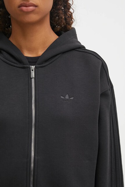 adidas Originals sweatshirt Spacer 3S Fz black color hooded smooth