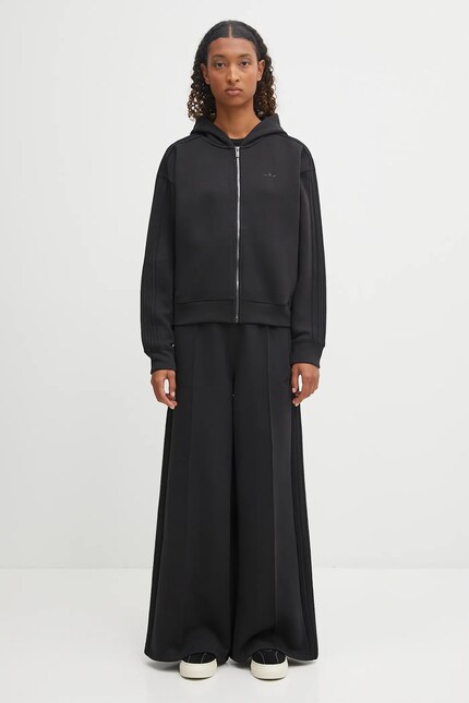 adidas Originals sweatshirt Spacer 3S Fz black color hooded smooth