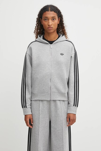 adidas Originals sweatshirt Spacer 3S Fz gray color hooded with an adidas Originals sweatshirt Spacer 3S Fz gray color hooded with an