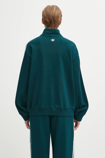 Бавовняна кофта adidas Originals Quarter Zip колір зелений з