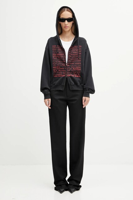 VETEMENTS cotton sweatshirt Fuck Fitted Zip-Up black color hooded