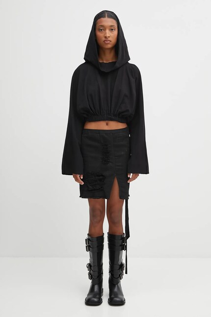 Rick Owens DRKSHDW ドローコードカットソーパーカー　ダスト Rick Owens DRKSHDW cotton sweatshirt Cropped Hooded Tunic PRM EU
