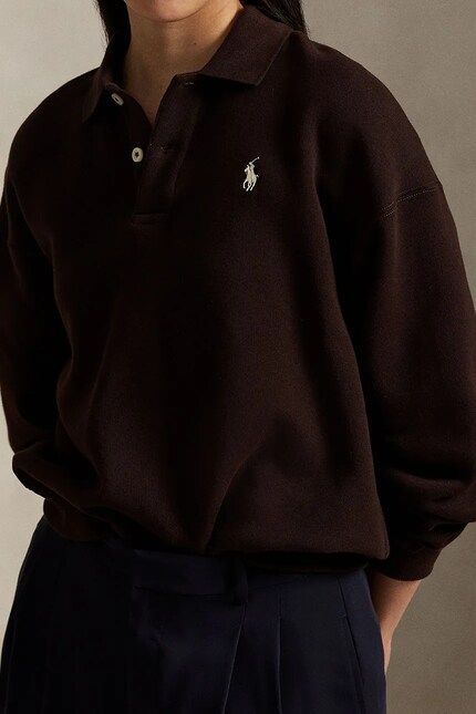 Polo Ralph Lauren sweatshirt ARCTIC FLEECE brown color with a
