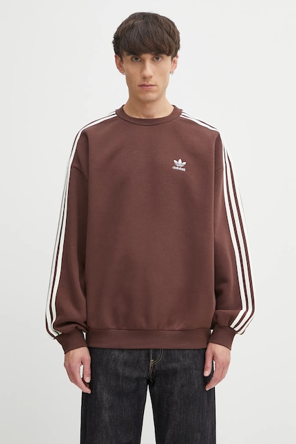 Кофта adidas Originals Oversize Crew колір коричневий з аплікацією Кофта adidas Originals Oversize Crew колір коричневий з аплікацією