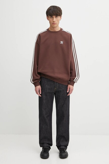 Кофта adidas Originals Oversize Crew колір коричневий з аплікацією