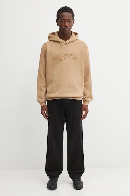 Кофта adidas Originals Wsh Hoodie цвет бежевый с капюшоном с Кофта adidas Originals Wsh Hoodie цвет бежевый с капюшоном с