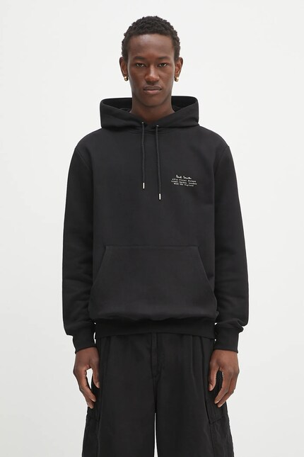 Paul Smith cotton sweatshirt black color hooded with a print M1R