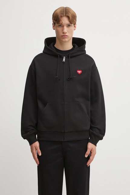 Carhartt WIP sweatshirt Hooded Heart II Hartt black color hooded