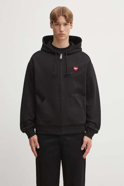 Carhartt WIP sweatshirt Hooded Heart II Hartt black color hooded Carhartt WIP sweatshirt Hooded Heart II Hartt black color hooded