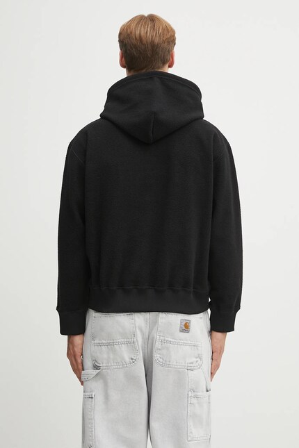 MM6 Maison Margiela hanorac fleece culoarea negru, cu glugă, cu