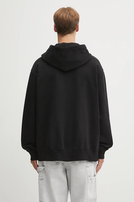 Хлопковая кофта MM6 Maison Margiela цвет чёрный с капюшоном с