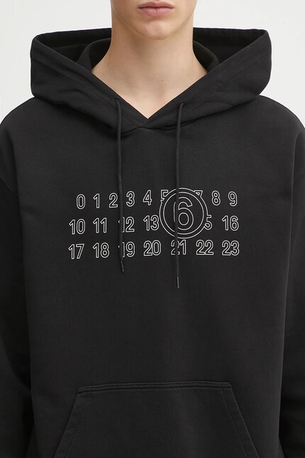 Хлопковая кофта MM6 Maison Margiela цвет чёрный с капюшоном с
