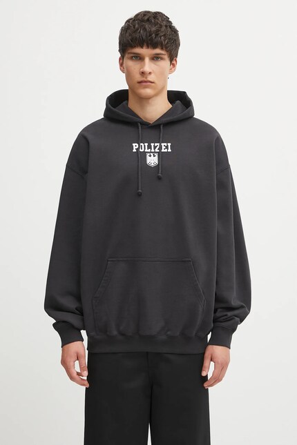 VETEMENTS sweatshirt Polizei Oversized black color hooded with a