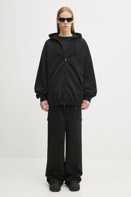 Кофта VETEMENTS Logo Oversized Zip-Up цвет чёрный с капюшоном