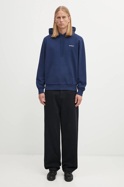 Carhartt WIP cotton sweatshirt Hooded Script Embroidery Sweat blue