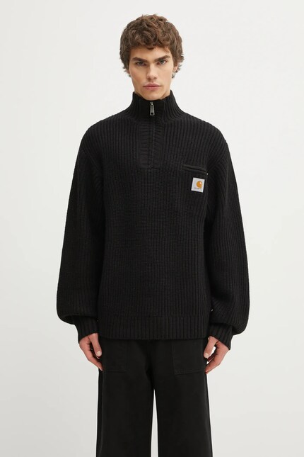 Carhartt WIP wool blend sweater Detroit Half Zip Sweater black