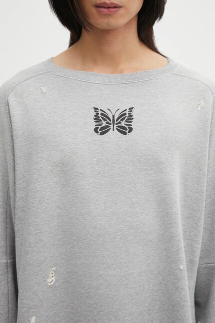Needles cotton sweatshirt Deconstructed gray color smooth RW336 at