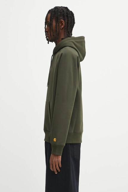 Carhartt WIP hooded sweatshirt Chase green color hooded smooth