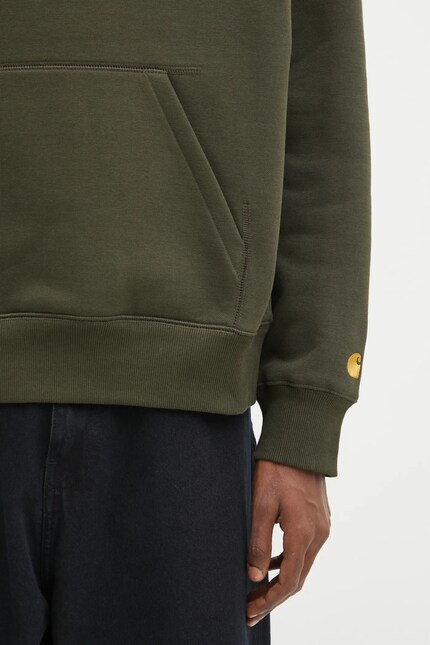 Carhartt WIP hooded sweatshirt Chase green color hooded smooth