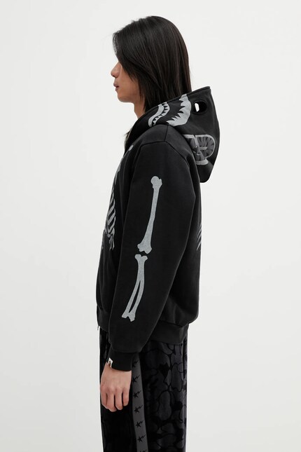 A Bathing Ape sweatshirt Skeleton Shark black color hooded with a