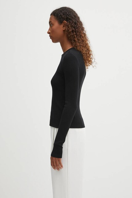 MM6 Maison Margiela wool blend longsleeve top black color