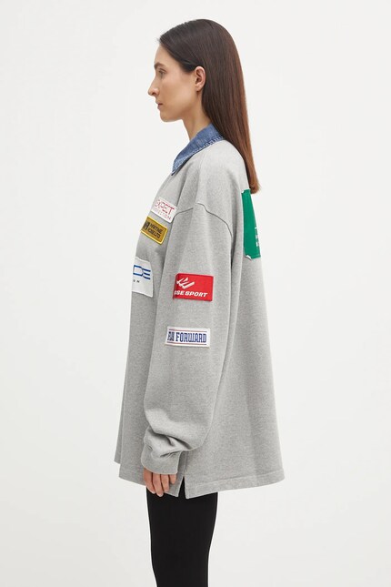 Martine Rose cotton sweatshirt Rugby Polo gray color with an