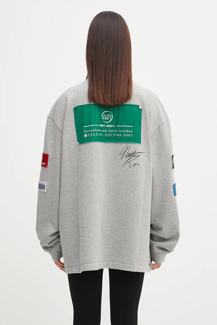 Martine Rose cotton sweatshirt Rugby Polo gray color with an