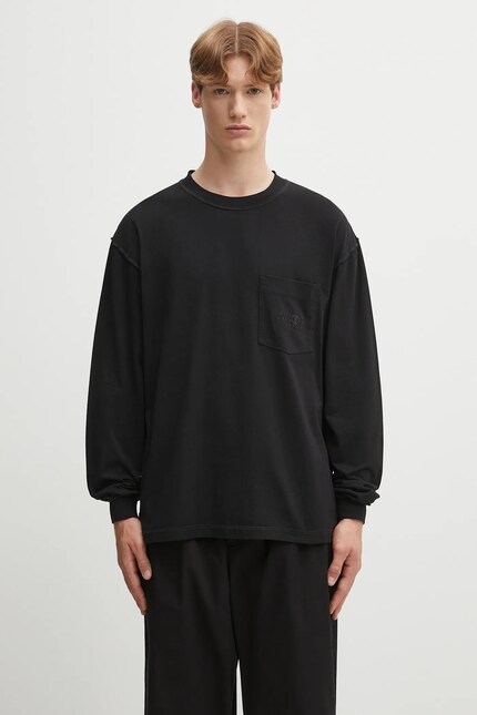 MM6 Maison Margiela cotton longsleeve top black color with an