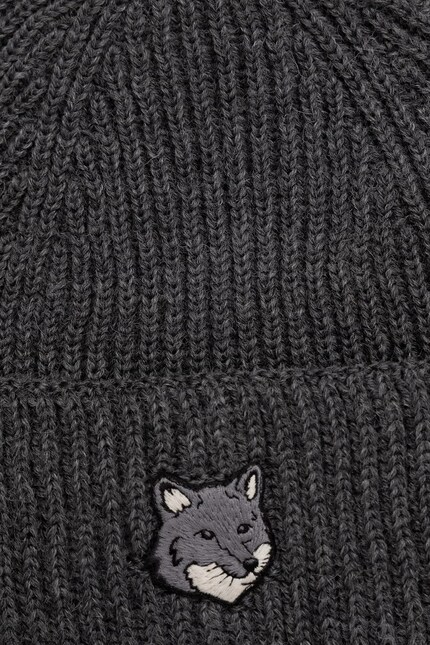 Maison Kitsuné Fox Head Large Beanie wool Men's gray PM06112KT1022