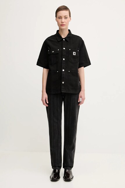 Carhartt WIP denim shirt W' S/S Michigan black color relaxed