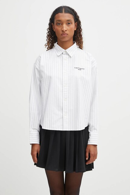 Carhartt WIP cotton shirt W'''''''' L/S Cassel Shirt black color
