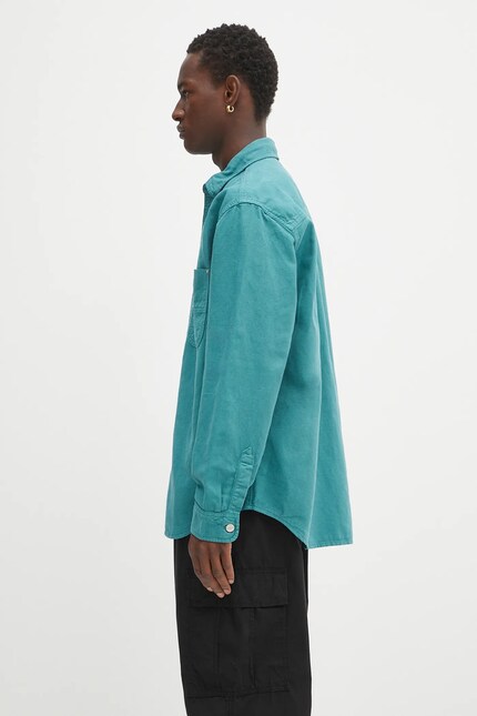 Carhartt WIP linen blend shirt Walter green color relaxed I033578
