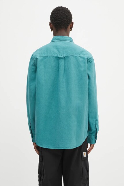 Carhartt WIP linen blend shirt Walter green color relaxed I033578
