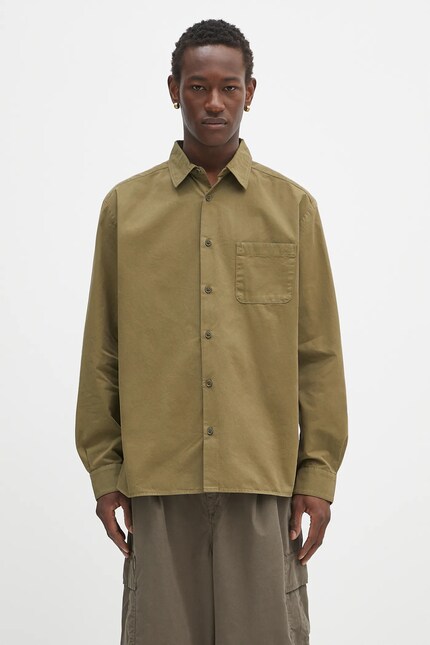 A.P.C. cotton shirt Chemise Malo Logo green color relaxed COHKU